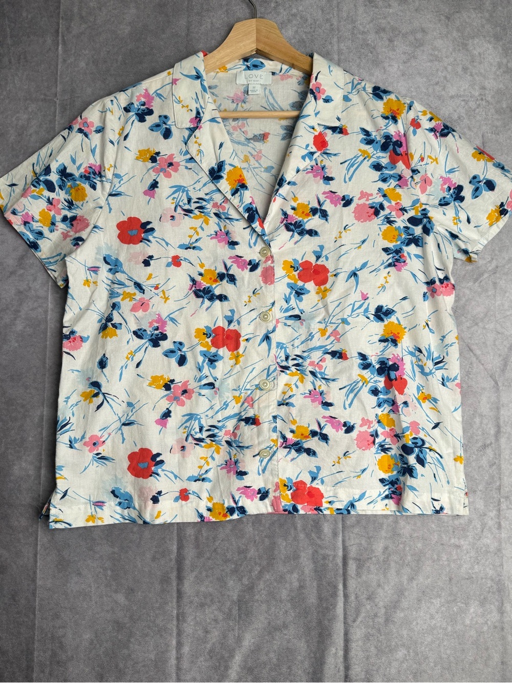 Gap Floral Cotton Camp Shirt Size M Short Sleeve Button Down - Picture 2 of 6
